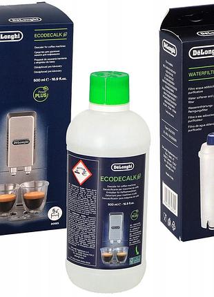 Знежирювач ecodecalk 500 мл та водяний фільтр dlsc002 de'longhi для кавомашини