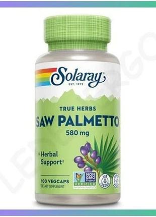 Ягоды пальмы сереноа solaray saw palmetto 580 мг 100 вегакапсул для мужчин и женщин поддержка здоровья sku_cn20558-1