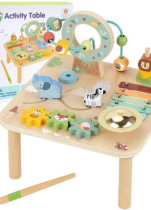 Дерев'яний навчальний музичний столик montessori для активностей woopie green