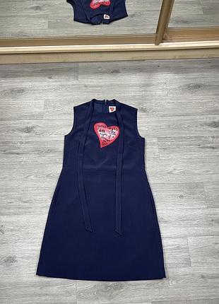 Шелковое платье шерсть valentino lamour 2015 оригинал синее платье с сердцем подиумное валентино премиум crepe couture it 38 xs
