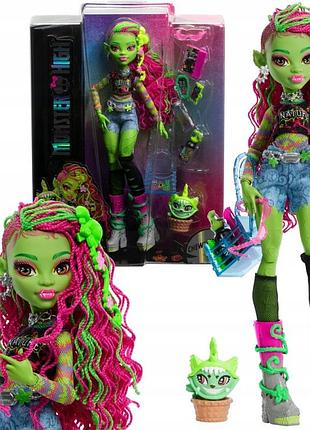 Лялька monster high venus mcflytrap 30 см з рослинним котом chewlian