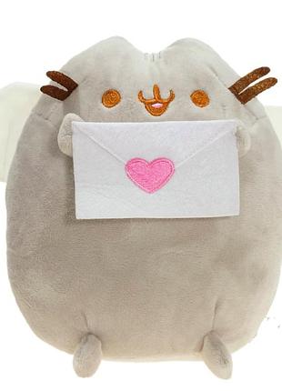 Іграшка пушин кет pusheen cat з листом м'яка іграшка для дітей (l_13601)