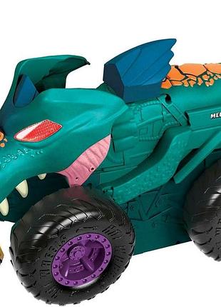 Hot wheels monster trucks автомобіль chompin' mega wrex велика машина з світлом і звуковими ефектами 1:64 від 3 років