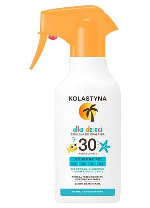 Набір з 3 штук крем для засмаги kolastyna для дітей спрей spf30 200 мл водостійкий