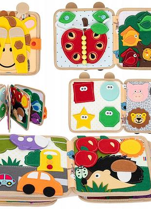 Сенсорна книжечка montessori 3d з фетру едукативна дошка для дітей
