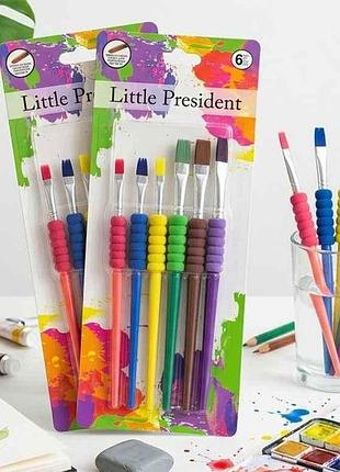 Набір пензликів 6шт, ручки з мяким покриттям, 1-6 тм leader