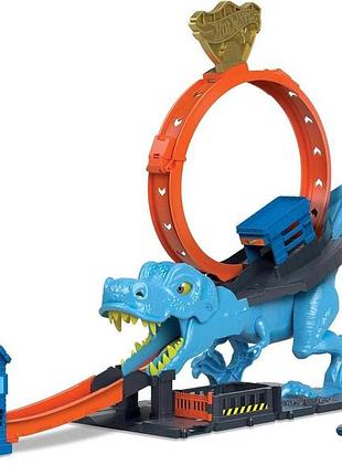 Hot wheels city петля t-rexa набір з великою петлею та битвою з великим динозавром hnp77