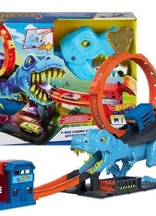 Hot wheels city петля ти-рекса набір для гри + машинка hkx42 гарячі траси + автівка