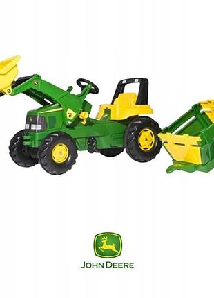 Трактор з причепом і навантажувачем на педалях john deere rolly toys трактор