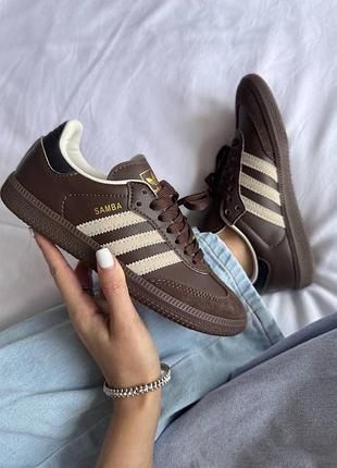 Кроссовки adidas samba кожаные коричневые 40