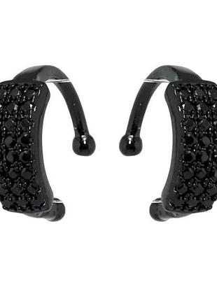 Сережки кафи позолота black (чорне золото) класика з цирконієм 1,4см (140432) тм xuping