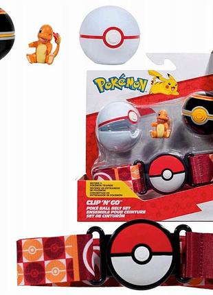 Фігурка pokémon clip ’n go belt charmander + poké ball набір паст тренера 4+