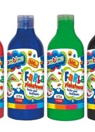 Набір з 6 продуктів: плакатна шкільна фарба bambino 500 мл 6 кольорів