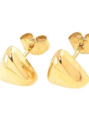 Сережки пусети ttm stainless steel 14k обємні трикутники 9х9мм (335886) 1,2см тм xuping