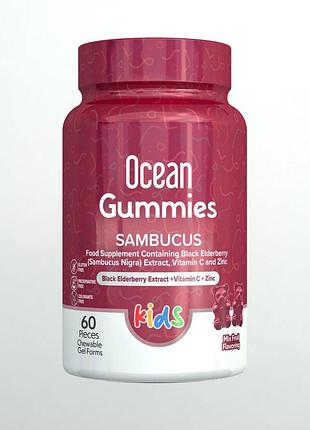 Витаминные желейные жевательные конфеты для детей ocean smart gummies sambucus 60 шт