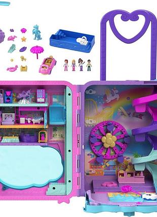 Polly pocket курортний набір валіза з 4 ляльками 1 транспортом та понад 25 аксесуарами hkv43