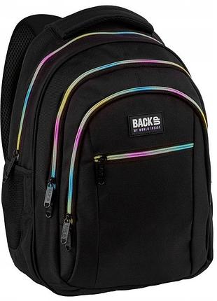Рюкзак шкільний молодіжний backup 26l чорний з райдужними замками для дівчинки