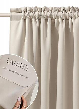 Штора room99 laurel затемнювальна 140x250 бежева світла з стрічкою wave та кільцями