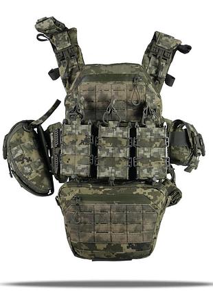 Тактическая плитоноска для военных kiborg gu gen.2 + 8 подсумков пиксель