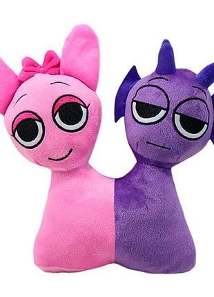Іграшка великі 2 в 1 durple + pinki incredibox sprunki м'яка іграшка 30 см для дітей (l_16069)