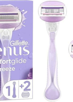 Станок для голiння 1шт жіночий (бритва) comfortglide breeze з 2 змінними картриджами тм venus