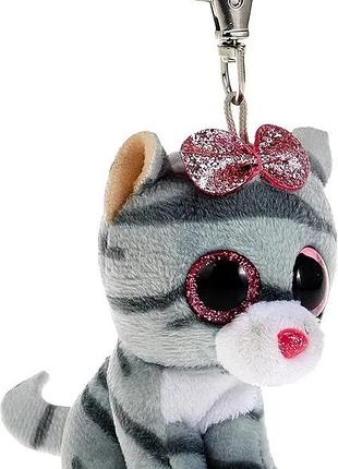 Мягкая игрушка-брелок ty beanie boo's kiki, серая киска, 7 см