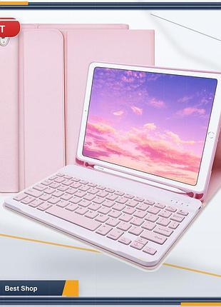 Чохол-клавіатура для ipad 9.7 (2018/2017), pro 9.7, air 1/2, bluetooth, розкладка qwertz, рожевий, з тримачем для олівця