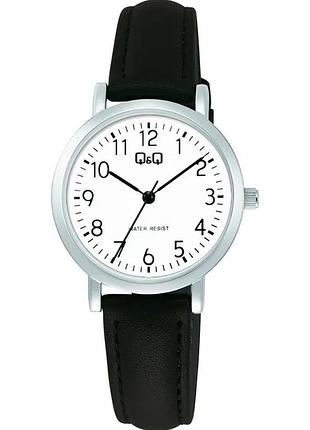 Женские часы q&q c35a-008py чёрный ремешок водозащита 30 м белый циферблат арабские цифры