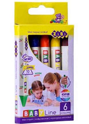 Олівці воскові jumbo, 6 кол, трикутні zb.2483 тм zibi
