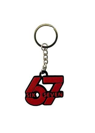 Брелок 3х4см пластик черно-красный 67 (six seven) тм 3dsd