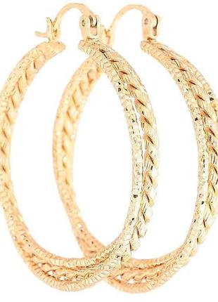 Сережки позолота 18k кільця конго «декоративний візерунок» ø 3.5см 270615 тм xuping