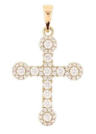 Кулон позолота 18k крест с цирконием» для цепочки до 6мм (262411) тм xuping