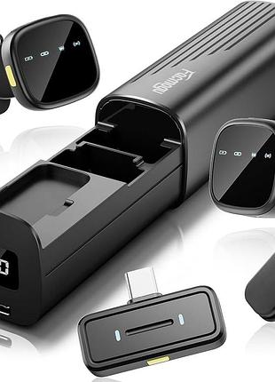 Бездротовий петличний мікрофон facmogu k26 (usb-c) — магнітна петличка з ai шумозаглушенням, реверберацією та зарядним кейсом