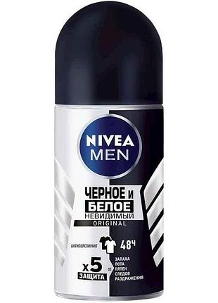 Антиперспирант роликовый 50мл для чел. blacr white invisible original тм nivea