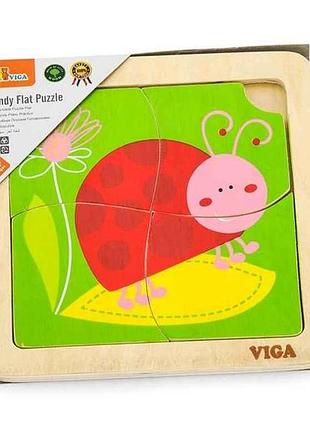 Древесный мини пазл жук солнышко, 4 эл. (50140) тм viga toys