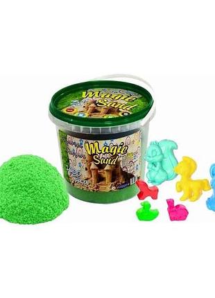 Кінетичний пісок magic sand зеленого кольору у відрі 1кг тм strateg