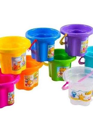 Ведро цветочка 2*18*14см микс кольры для песка 1,5л арт.39628 тм tigres