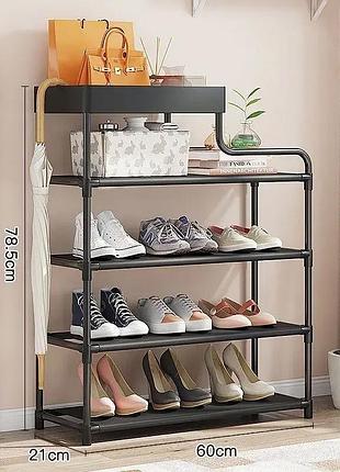 Стеллаж металлический для обуви multifunctional storage shoe rack 60х21х78 см черный