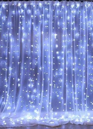 Xmas гирлянд (штора) 3m*2m) 200 led w-9 белая (copper) на медной проволоке+соед(100) hs hs