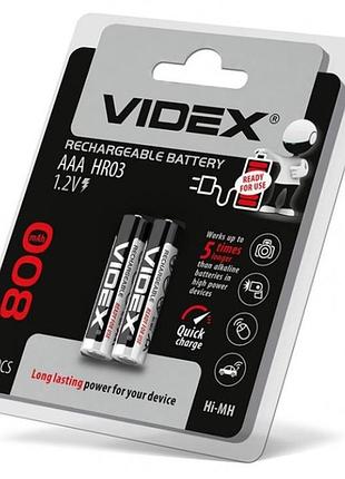 Акумулятор videx rechargeable r-03 800 mah 1.2v (hr03,size aaa, nimn) батарейка