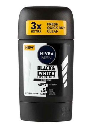Антипреспирант твердый 50мл чел черное и белый невидимый original тм nivea