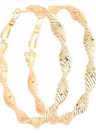 Сережки позолота 18k кільця конго «декоративний візерунок» ø 5см 270587 тм xuping