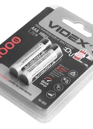 Акумулятор videx rechargeable r-03 1000 mah 1.2v (hr03,size aaa, nimn) батарейка, що перезаряджається