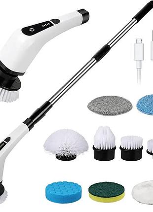 Аккумуляторная щетка для уборки 9в1, с сменными насадками и usb, cleaning brush / беспроводная электрощетка