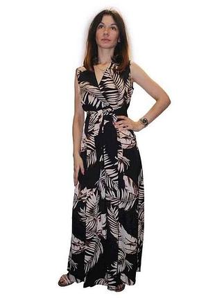 Сукня.арт.8910, чорне з бежевими пальмовим листям /l-xl тм yasili