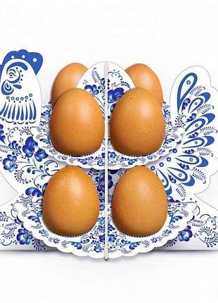 Декоративная подставка для яиц no8.1 петушок-гжель (8 яиц) тм easters