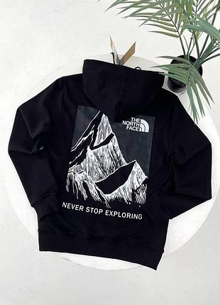 Мужское зимнее худи the north face черное кофта зе норт фейс с капюшоном на микрофлисе m (b)