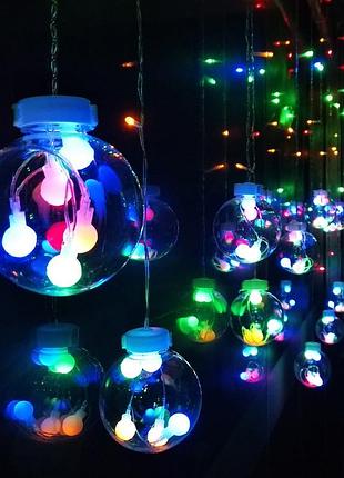 Гирлянда штора шарики rd-9012 400 led 20 шариков 6 м мультицветная