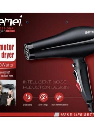 Фен для сушки и укладки волос gemei gm-1787 2000 вт