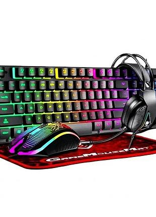 Игровой комплект геймерский gaming combo 4-in-1 t-wolf tf-400 клавиатура мышь наушники коврик